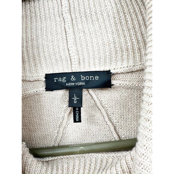 Rag & Bone Ann Striped Cashmere Blend Turtleneck Sweater in Oatmeal Size Large - Picture 4 of 5